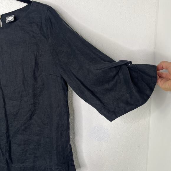 Souq Black Linen Blouse Size M pullover, Lagenlook, Boho, breathable, comfort - Picture 2 of 8